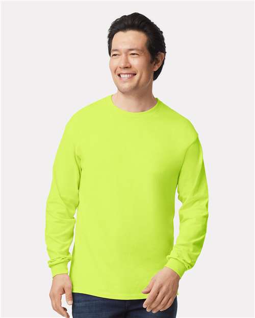 Gildan Unisex Ultra Cotton® Long Sleeve T-Shirt 2400 - Safety Green