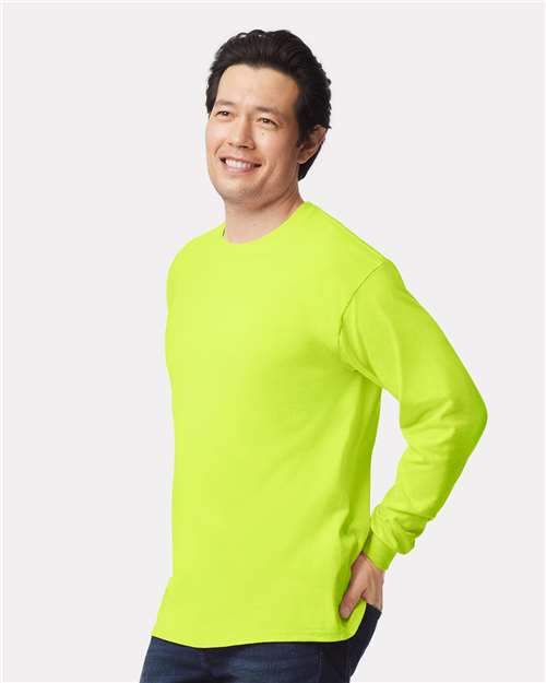Gildan Unisex Ultra Cotton® Long Sleeve T-Shirt 2400 - Safety Green