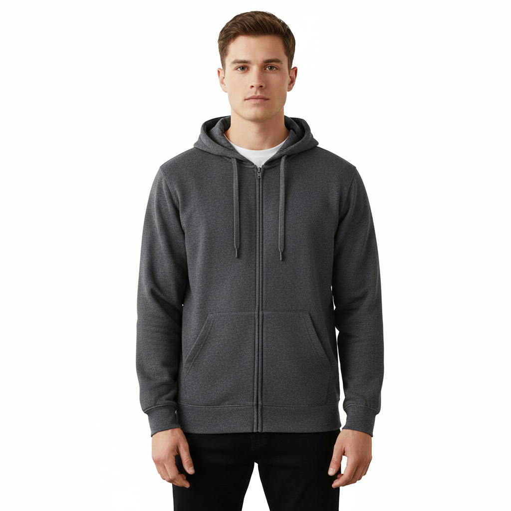CVC 9 oz Heavy Duty Unisex Cut Zipper Pullover Hoodie