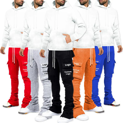 LyfeLyke Streetwear Flare Cargo Pocket Stacked Joggers - LYFSJ
