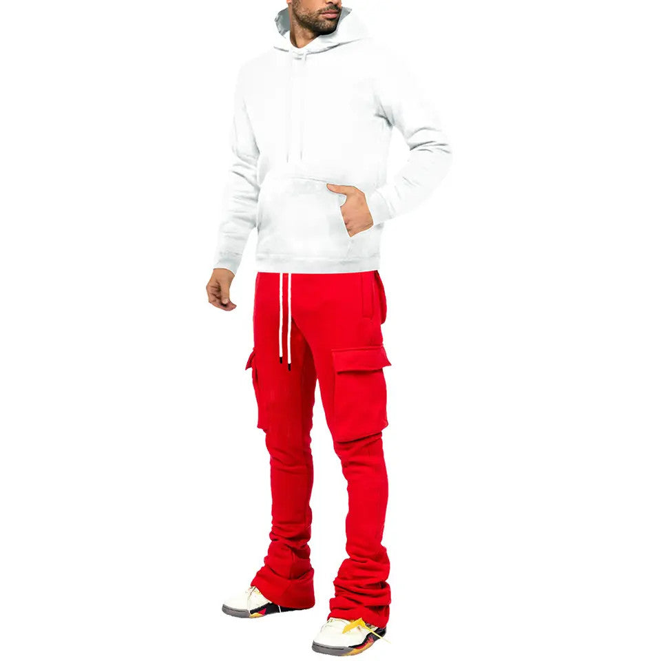 LyfeLyke Streetwear Flare Cargo Pocket Stacked Joggers - LYFSJ