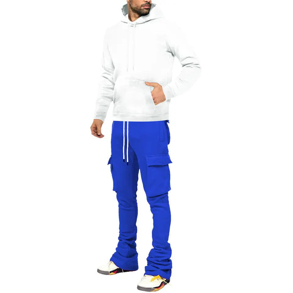 LyfeLyke Streetwear Flare Cargo Pocket Stacked Joggers - LYFSJ