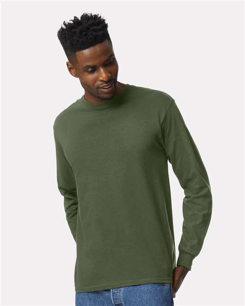 Gildan Unisex Ultra Cotton® Long Sleeve T-Shirt 2400 - Military Green