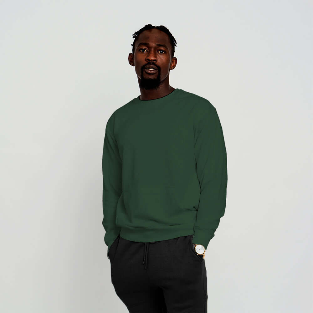 2615 Unisex French Terry Crewneck Sweatshirt with Pocket MilitaryGreen