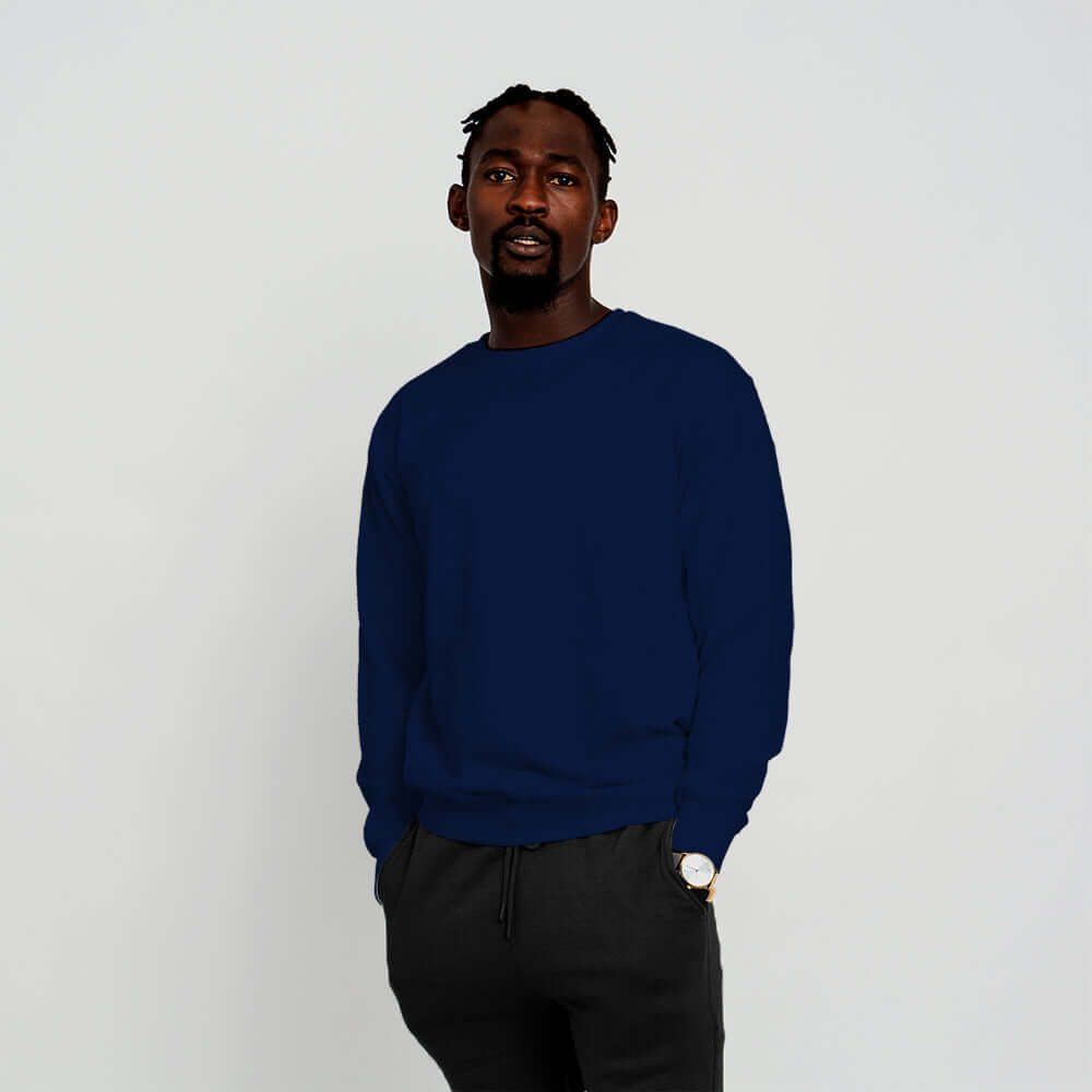 2615 Unisex French Terry Crewneck Sweatshirt with Pocket navy