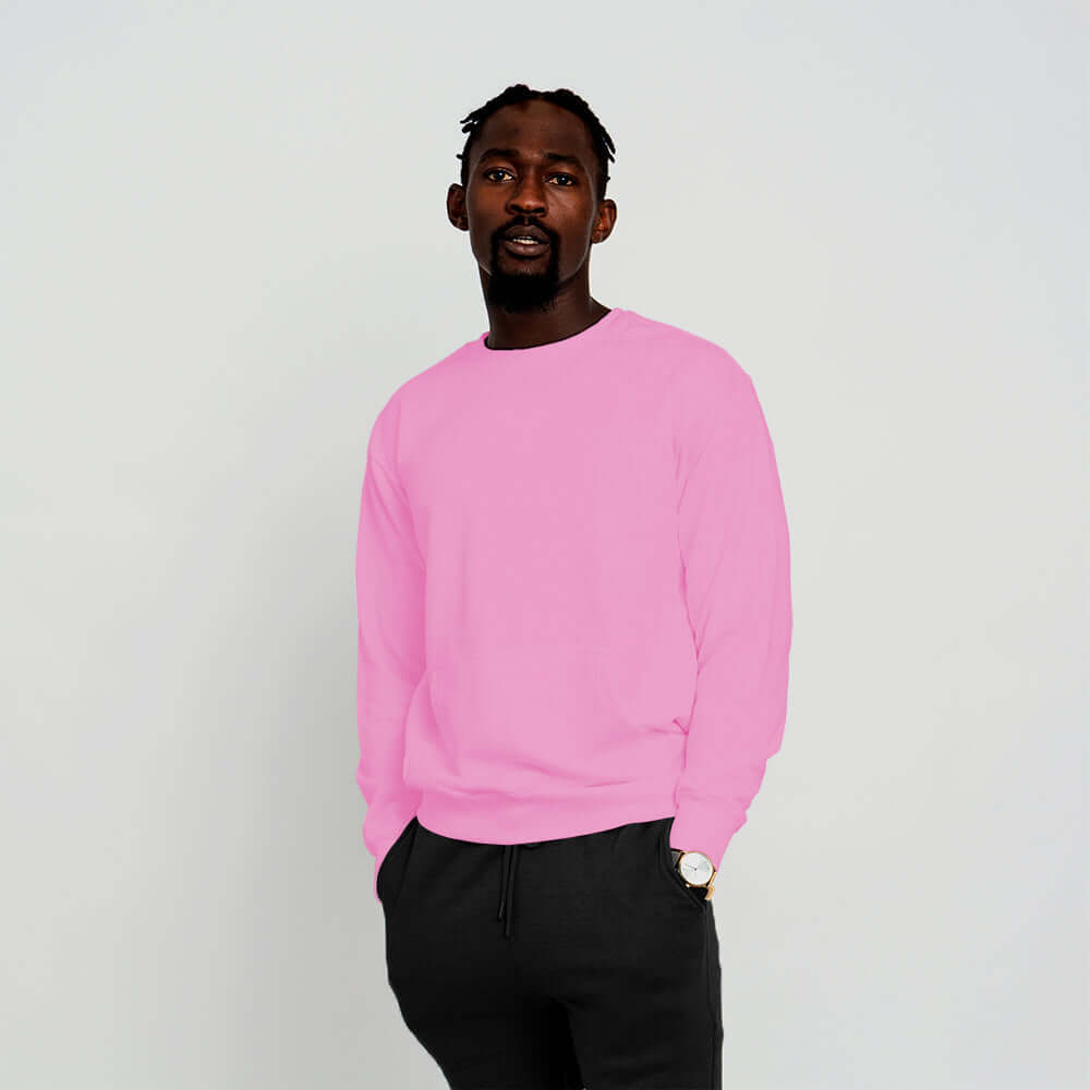 2615 Unisex French Terry Crewneck Sweatshirt with Pocket pink