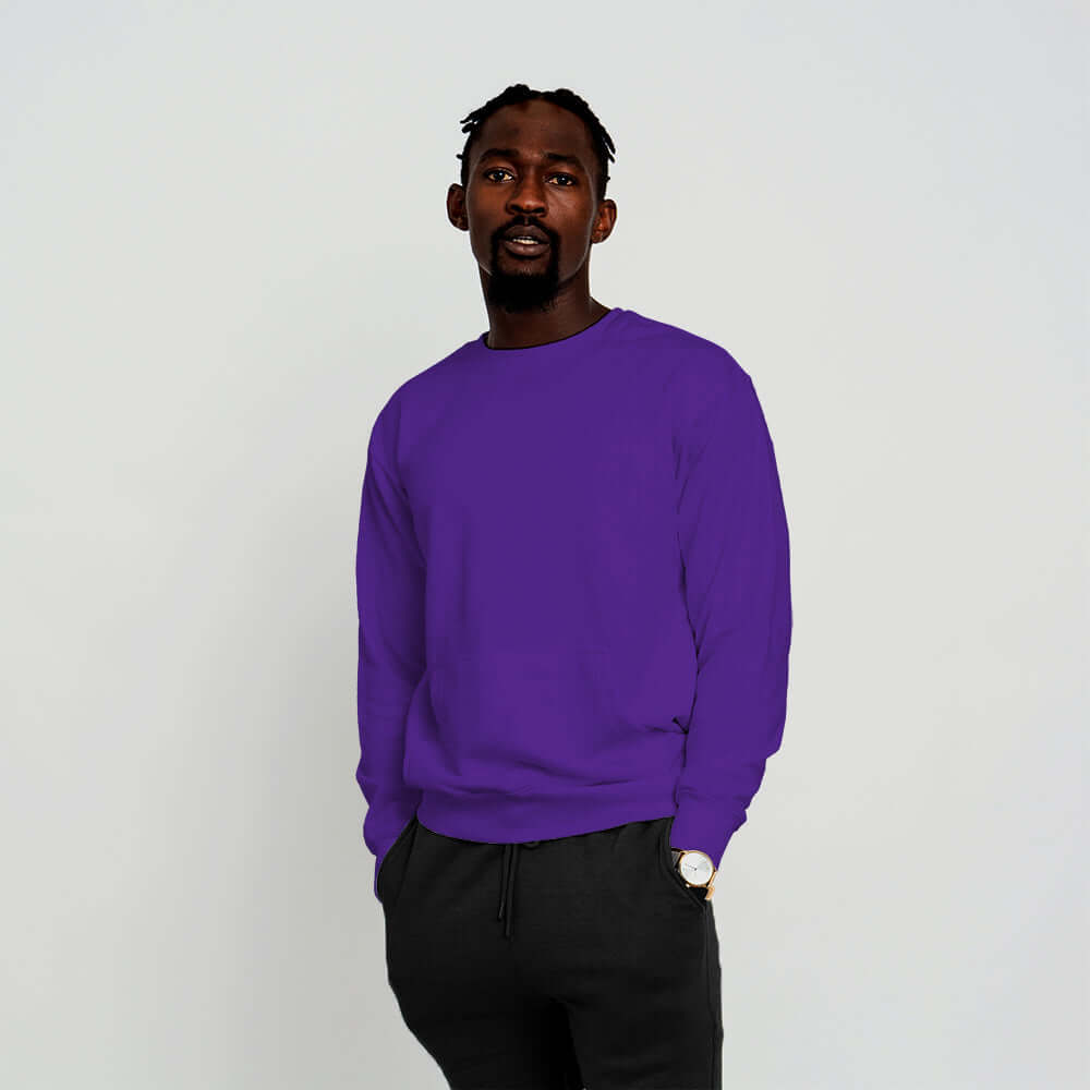 2615 Unisex French Terry Crewneck Sweatshirt with Pocket purple