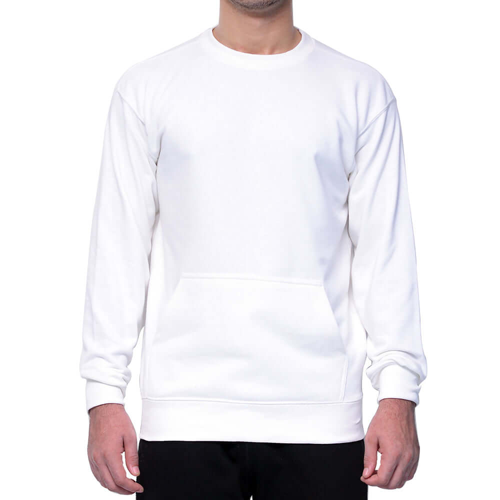 2615 Unisex French Terry Crewneck Sweatshirt with Pocket white