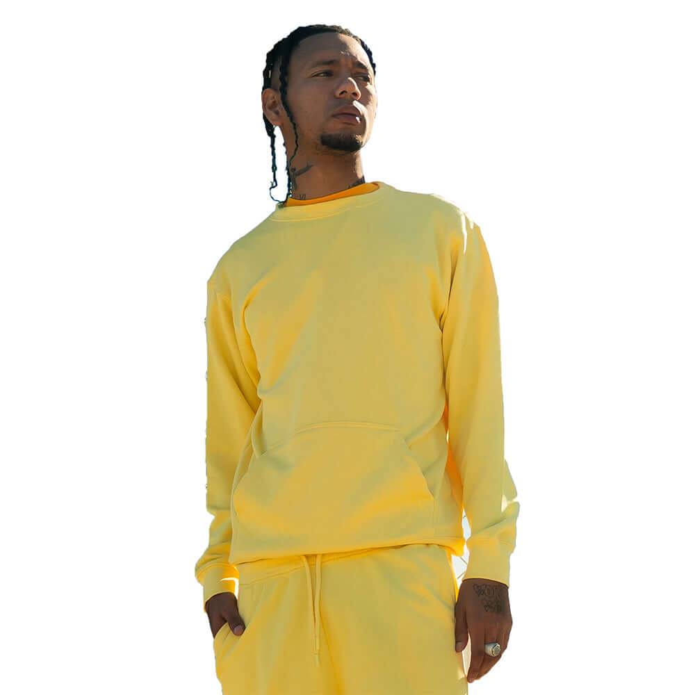 2615 Unisex French Terry Crewneck Sweatshirt with Pocket yellow