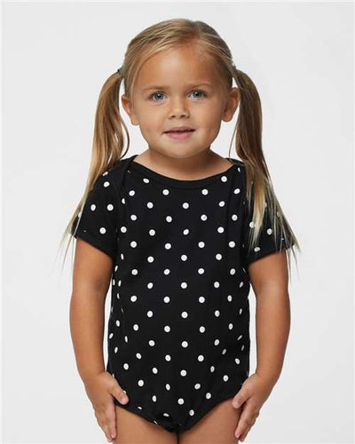 4400 Infant Baby Rib Bodysuit - Black/ White Dot