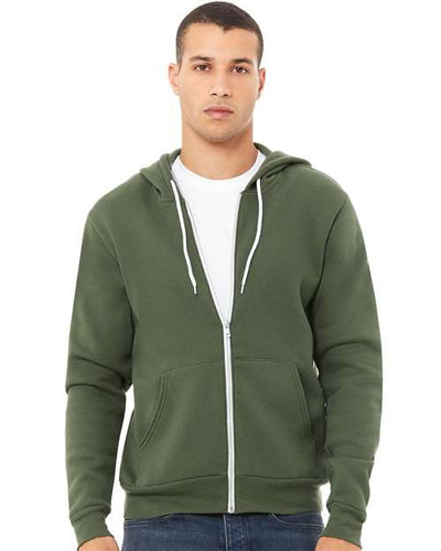 3739 Sponge Fleece Full-Zip Hoodie - Military Green
