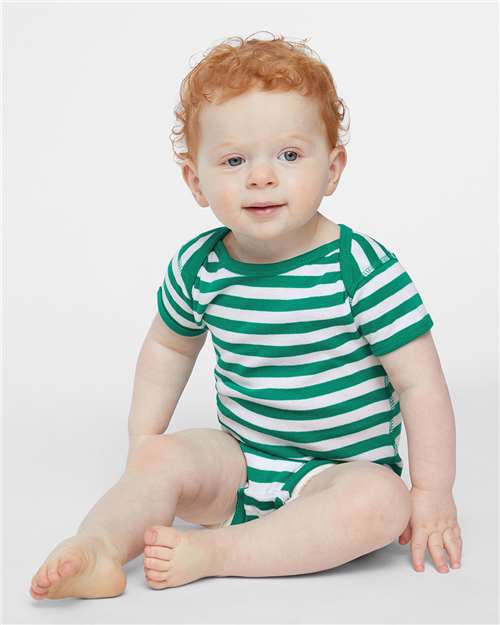 4400 Infant Baby Rib Bodysuit - Kelly/ White Stripe