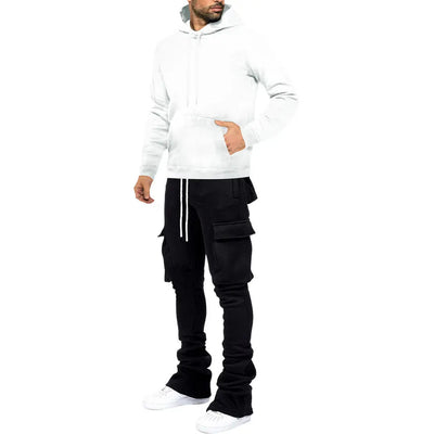 LyfeLyke Streetwear Flare Cargo Pocket Stacked Joggers - LYFSJ