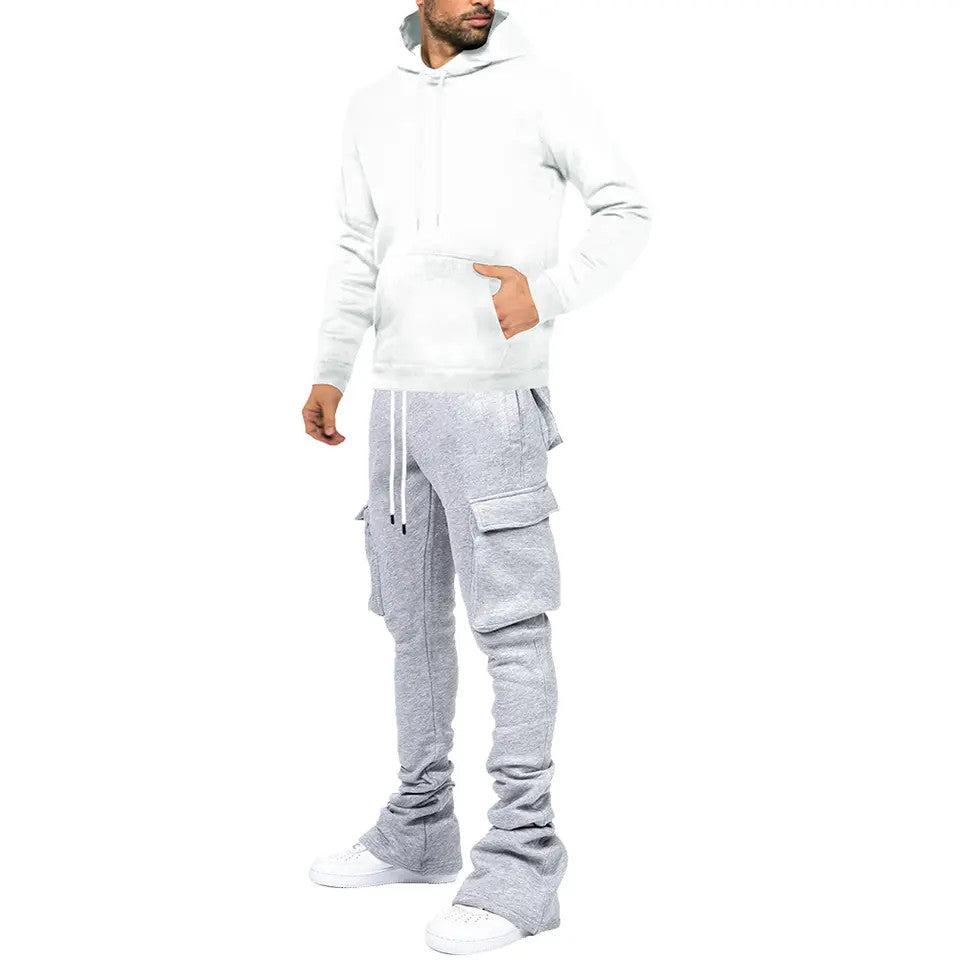 LyfeLyke Streetwear Flare Cargo Pocket Stacked Joggers