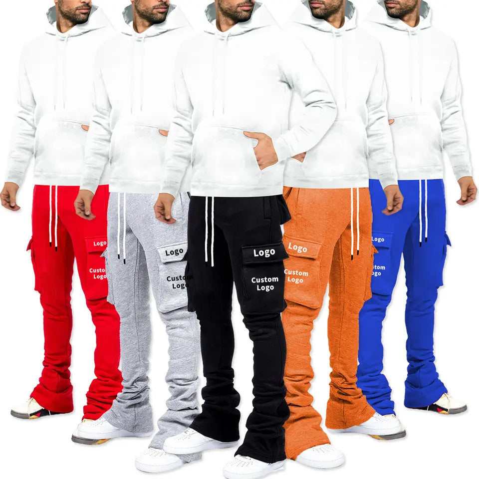 LyfeLyke Streetwear Flare Cargo Pocket Stacked Joggers