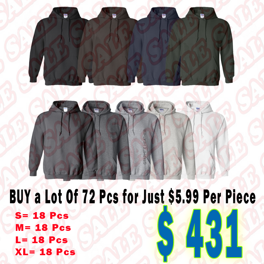 IR Lot of 72 Adult Heavy Blend  8 oz. 50/50 Hood Case Pack