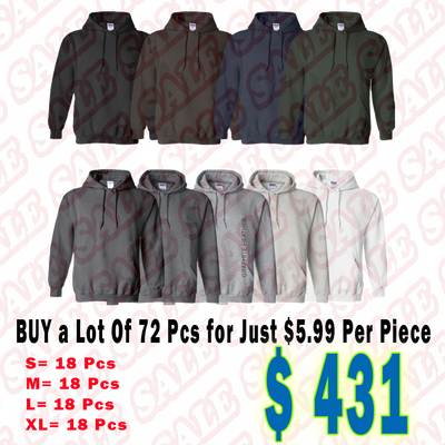 IR Lot of 72 Adult Heavy Blend  8 oz. 50/50 Hood Case Pack
