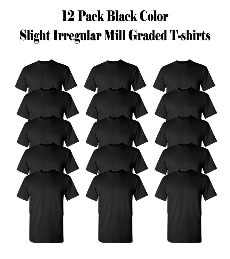 IR Blank Irregular Mill Grade T-shirts Black (12 PC Pack)