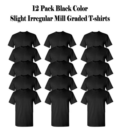 IR Blank Irregular Mill Grade T-shirts Black (12 PC Pack)