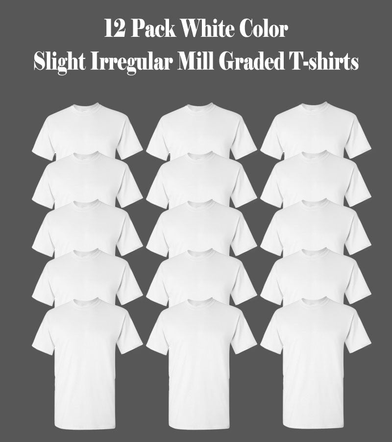 IR Blank Irregular Mill Grade T-shirts White 12 pcs Pack