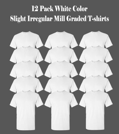 IR Blank Irregular Mill Grade T-shirts White 12 pcs Pack