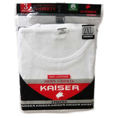 Men's Cotton Ribbed White A-Shirt 3 Pack - AS99