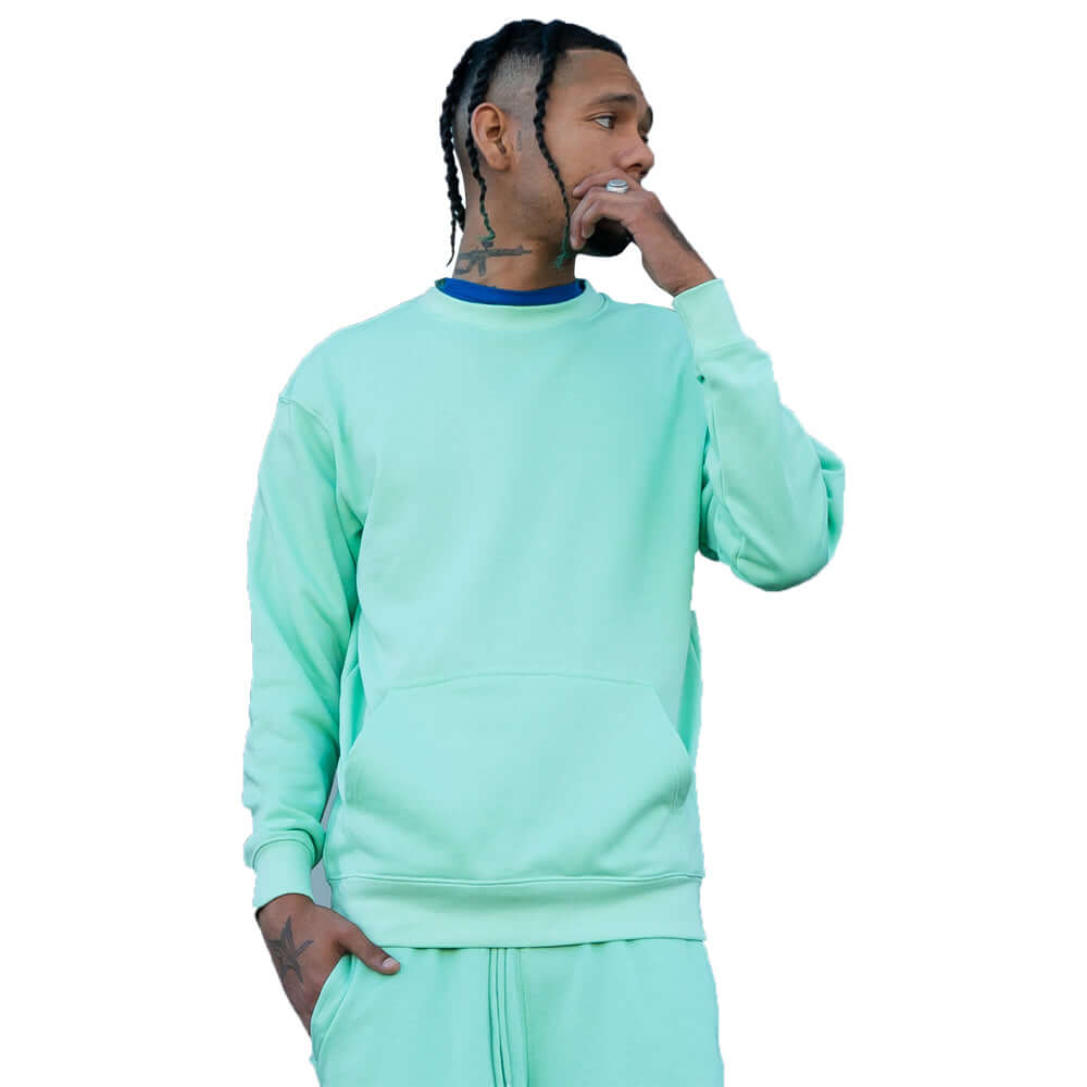 Unisex French Terry Crewneck Sweatshirt with Pocket mint