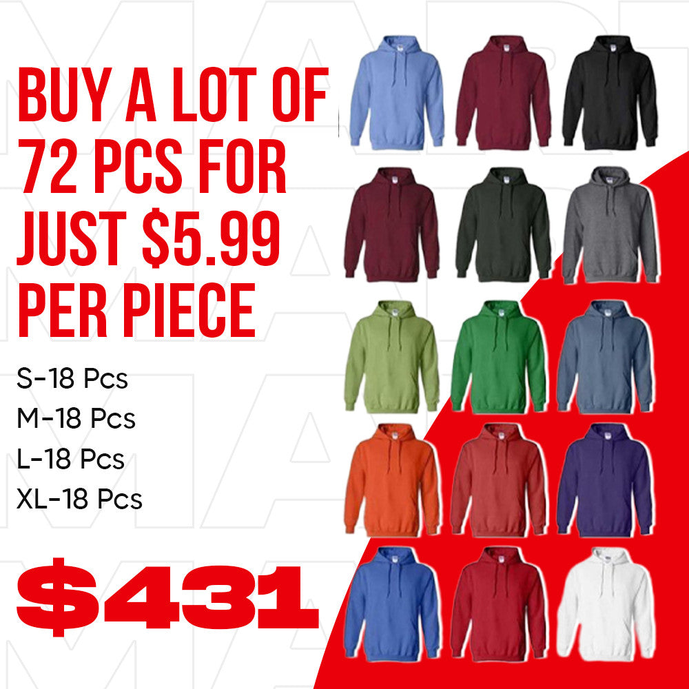 IR Lot of 72 Adult Heavy Blend  8 oz. 50/50 Hood Case Pack