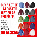 IR Lot of 144 Adult Heavy Blend  8 oz., 50/50 Hood Case Pack