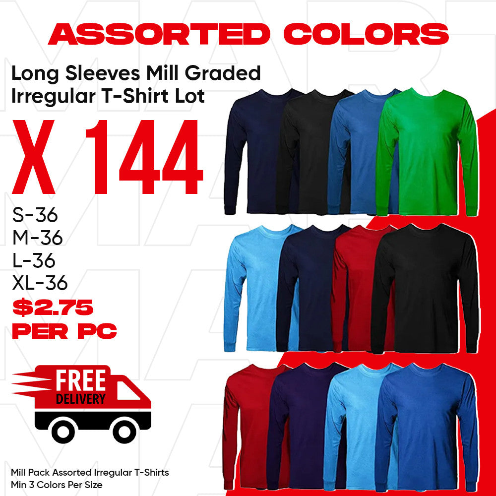 IR Lot of 144 Slight Long Sleeves T shirts - LSTIRG