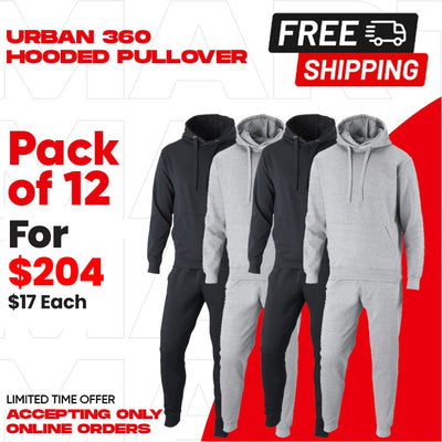 Lot Of 12 Urban 360 Adult Heavy Blend 7.75 oz., 55/45 Hood Pullover Sets