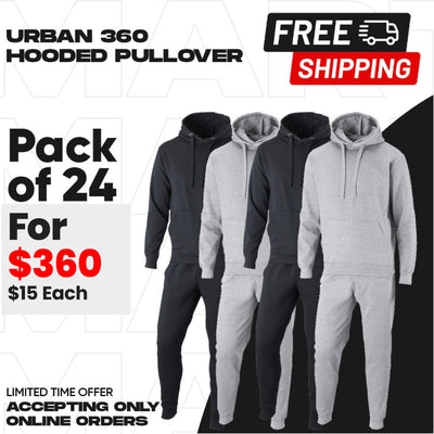 Lot Of 24 Urban 360 Adult Heavy Blend 7.75 oz., 55/45 Hood Pullover Sets