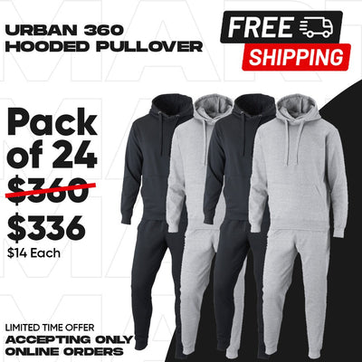Lot Of 24 Urban 360 Adult Heavy Blend 7.75 oz., 55/45 Hood Pullover Sets